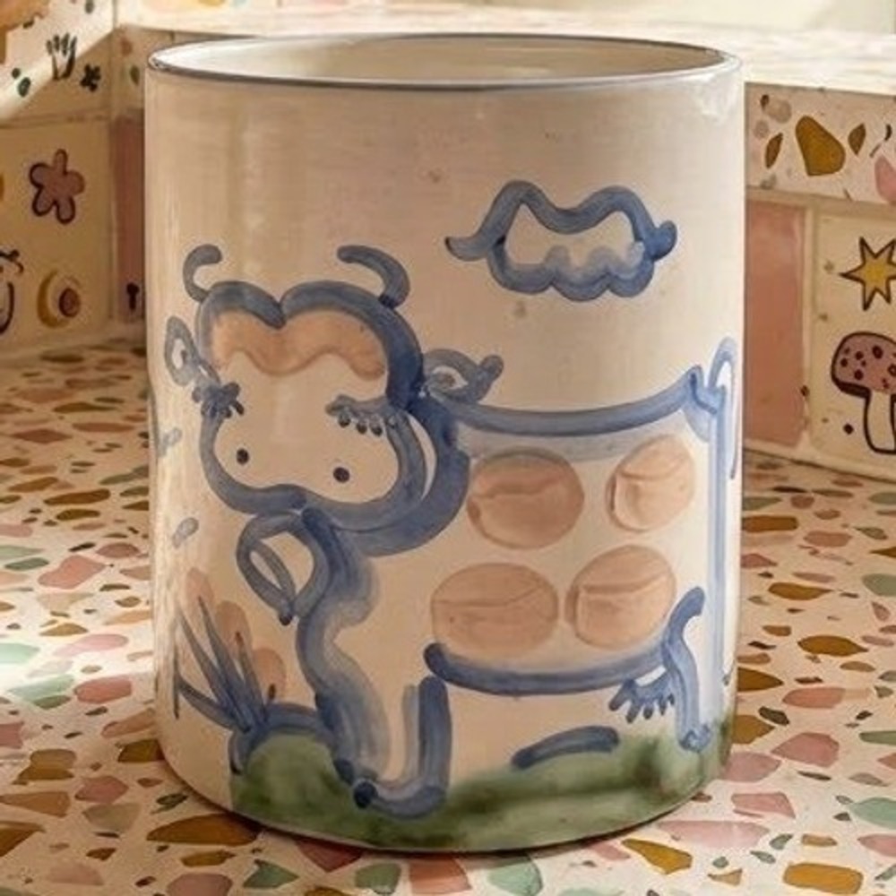MA Hadley Vintage Pottery Cow Stoneware Canister Farmhouse Cottagecore NO LID